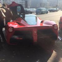 Ferrari LaFerrari hits three parked cars