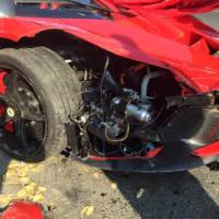 Ferrari LaFerrari hits three parked cars