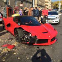 Ferrari LaFerrari hits three parked cars