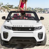 Naomie Harris, the Bond girl, poses next to Range Rover Evoque Cabrio