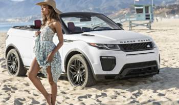 Naomie Harris, the Bond girl, poses next to Range Rover Evoque Cabrio