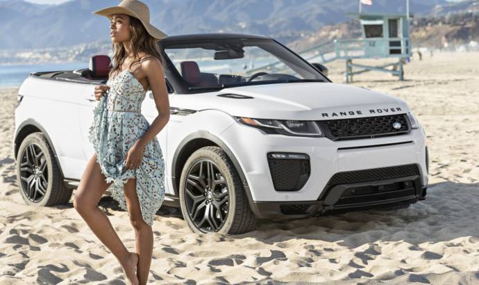 Naomie Harris, the Bond girl, poses next to Range Rover Evoque Cabrio