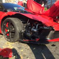 Ferrari LaFerrari hits three parked cars