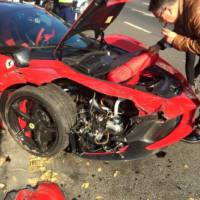 Ferrari LaFerrari hits three parked cars