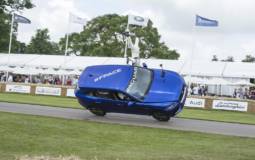Jaguar F-Pace SUV rides on two wheels at Goodwood