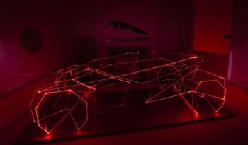 Jaguar design detailed in futuristic laser sculpture