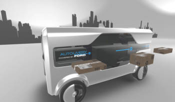 Ford unveiled an autonomous delivery vehicle with drone delivery