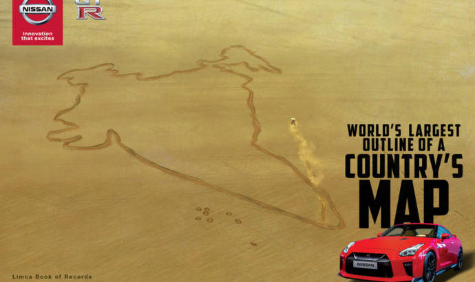 NIssan GT-R draws the worlds largest country map