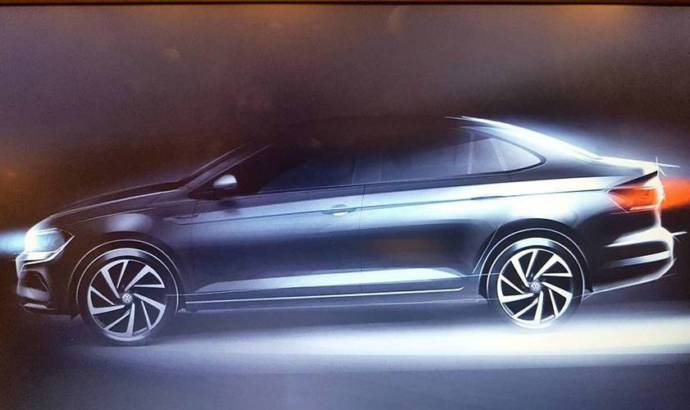 First teaser with the Volkswagen Virtus, the budget sedan