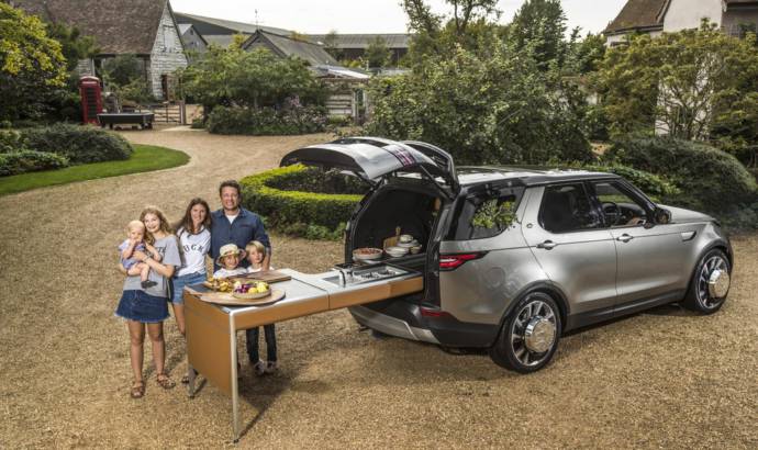 Land Rover Discovery transformed in a mobile kitchen for Jamie Oliver