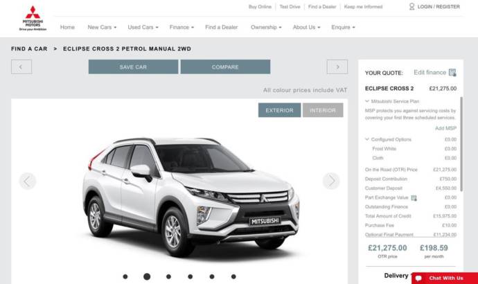 Mitsubishi Eclipse Cross available to buy online