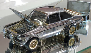 Ford Escort scale model made of precious stones and gold